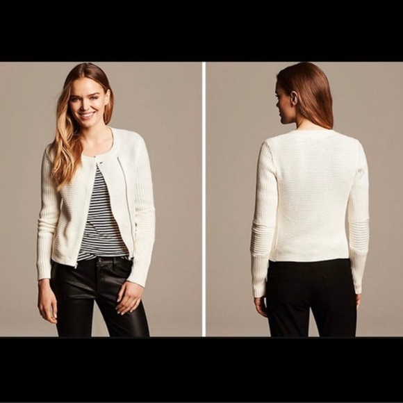 Banana Republic Sweaters - Banana Republic Collarless Moto Sweater Jacket